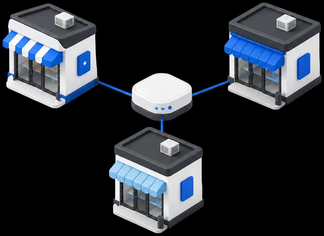 Multisucursal: ilustración 3D de Saruki POS